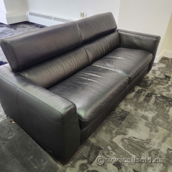 Italsofa Black Leather Adjustable Sofa and Armchair Set